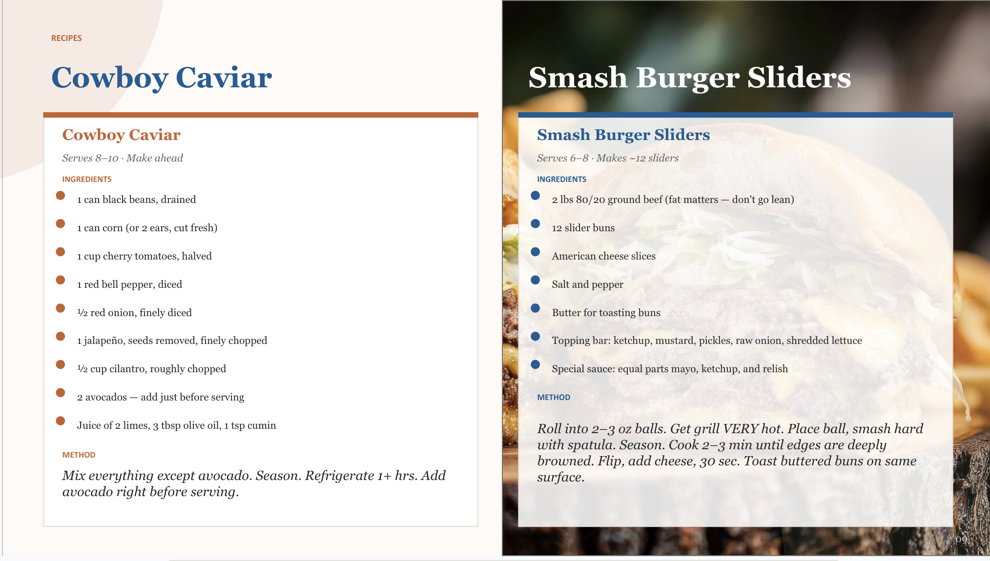 Recipe cards
